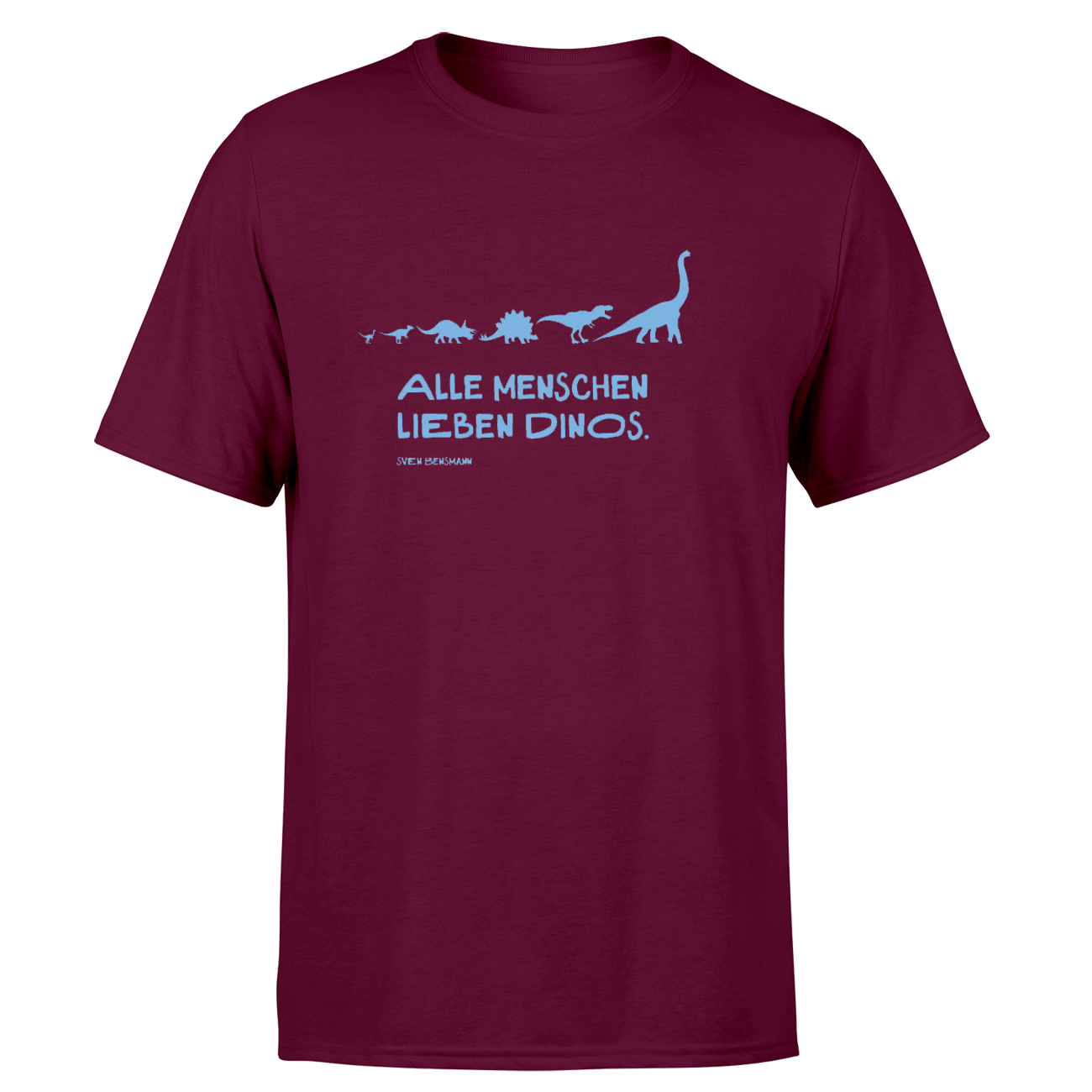 T-Shirt - Alle Menschen lieben Dinos, burgundy