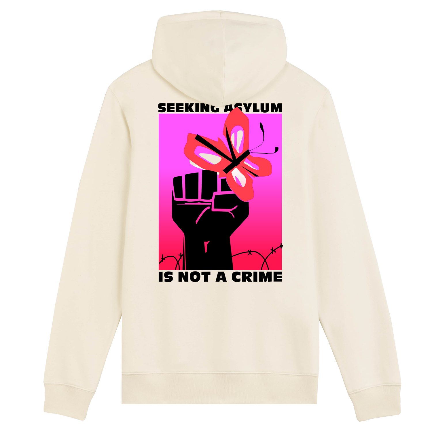 Hoodie - Seeking Asylum, natural raw