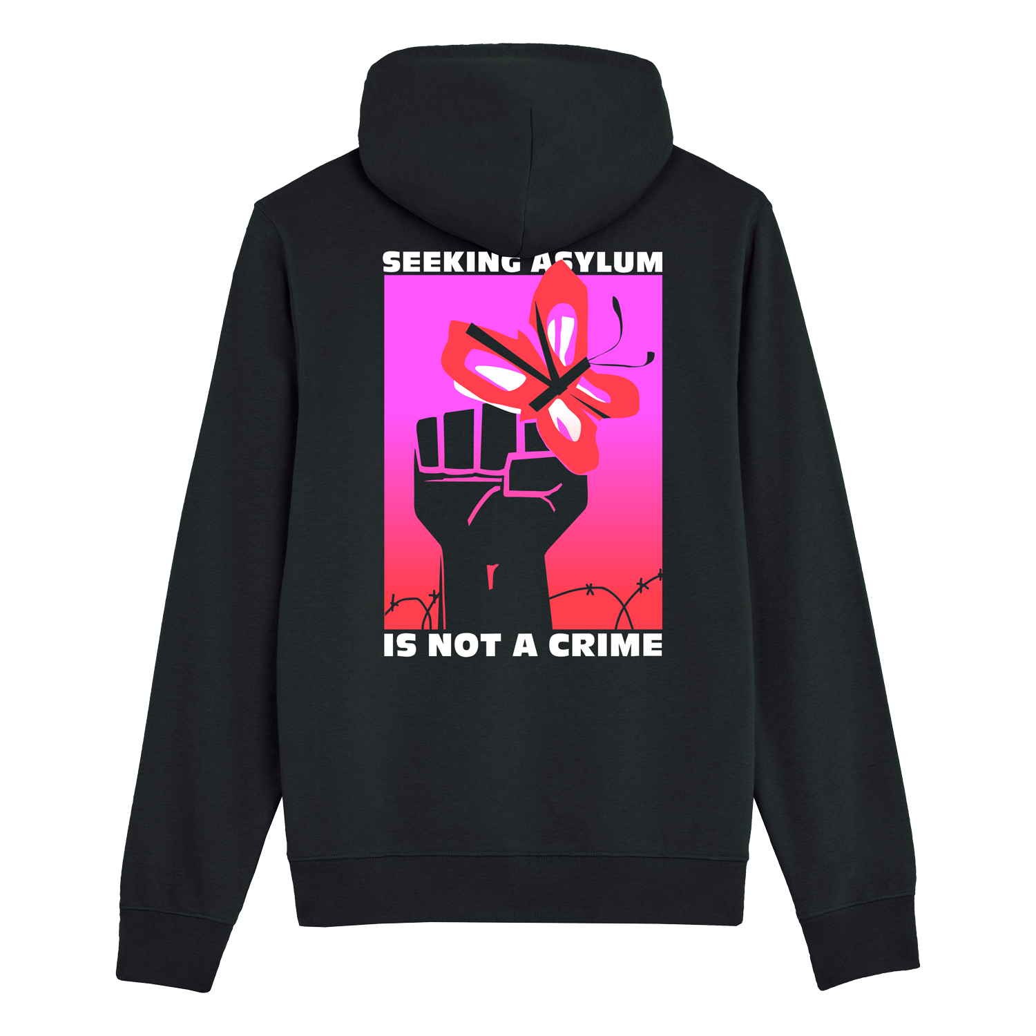 Hoodie - Seeking Asylum, black