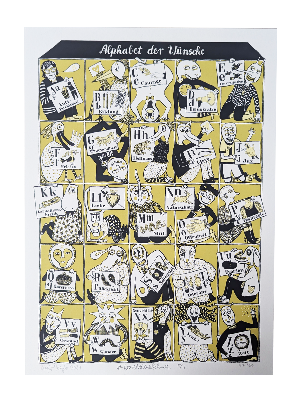 Poster - Birgit Weyhe - Alphabet der Wünsche (DIN A3)
