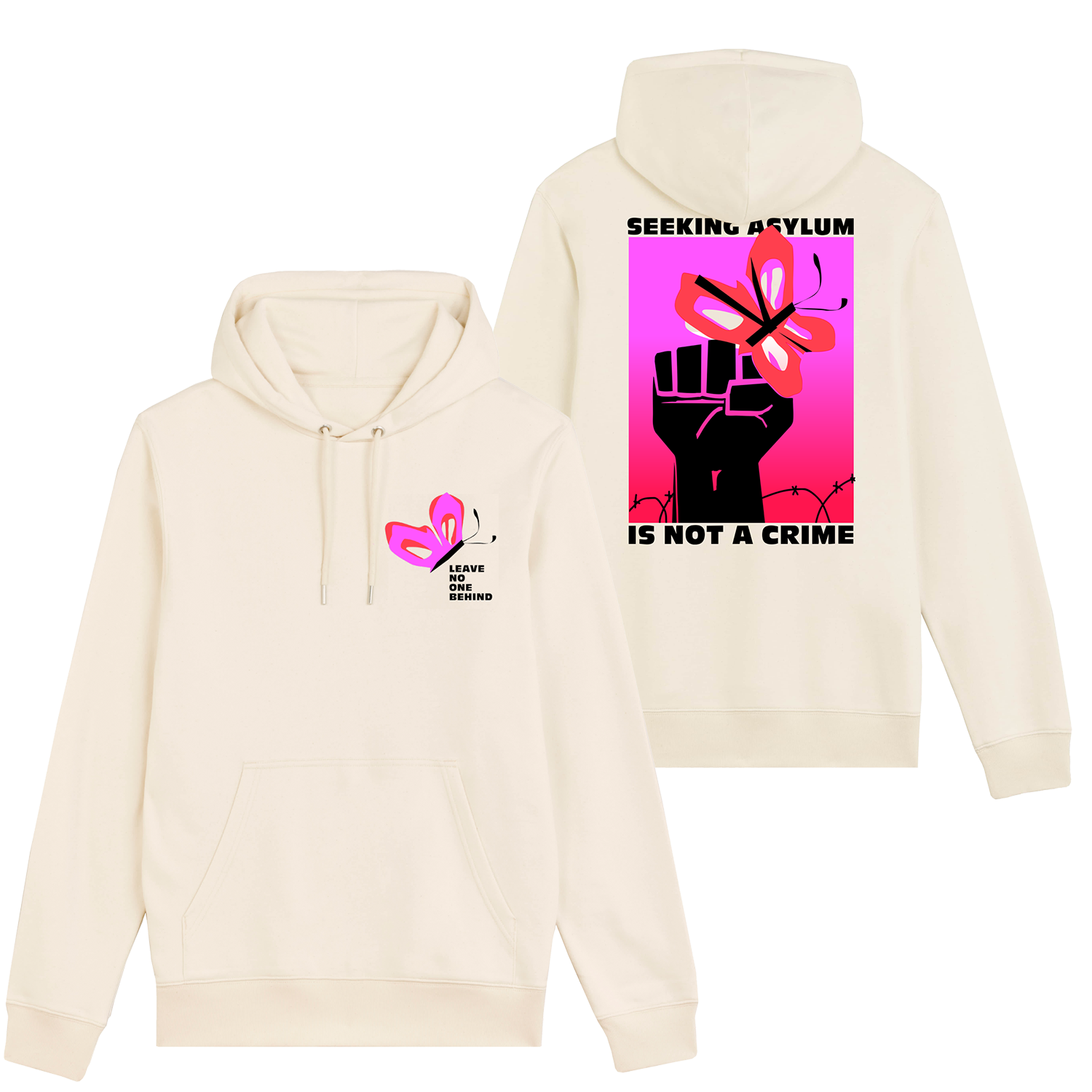 Hoodie - Seeking Asylum, natural raw