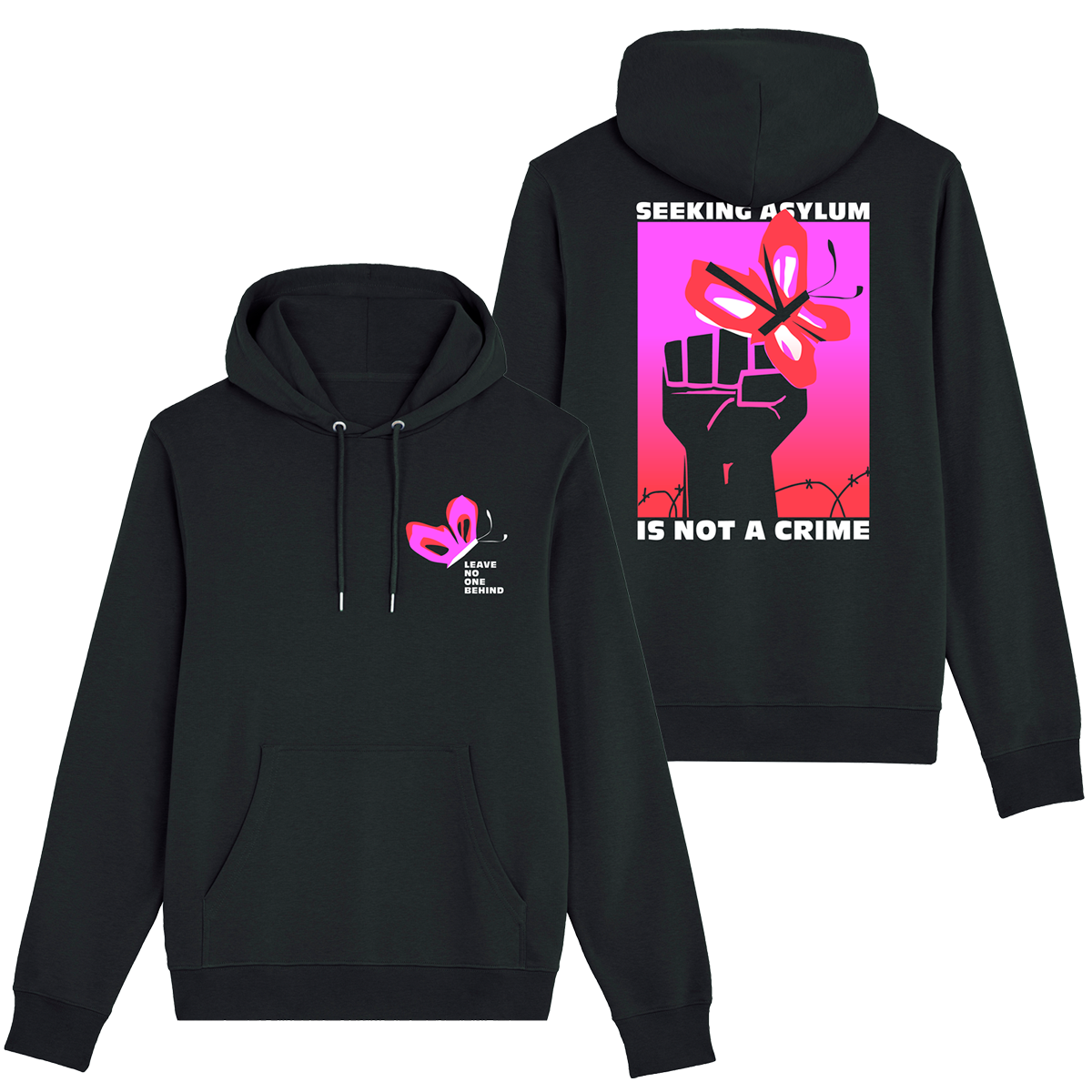 Hoodie - Seeking Asylum, black